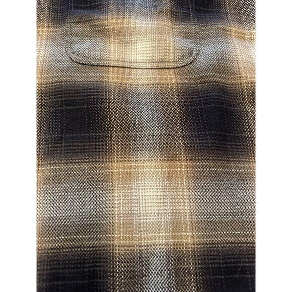 Large Kuhl Button Up Long Sleeve Brown Plaid Shirt Winter Flannel - Picture 5 of 11